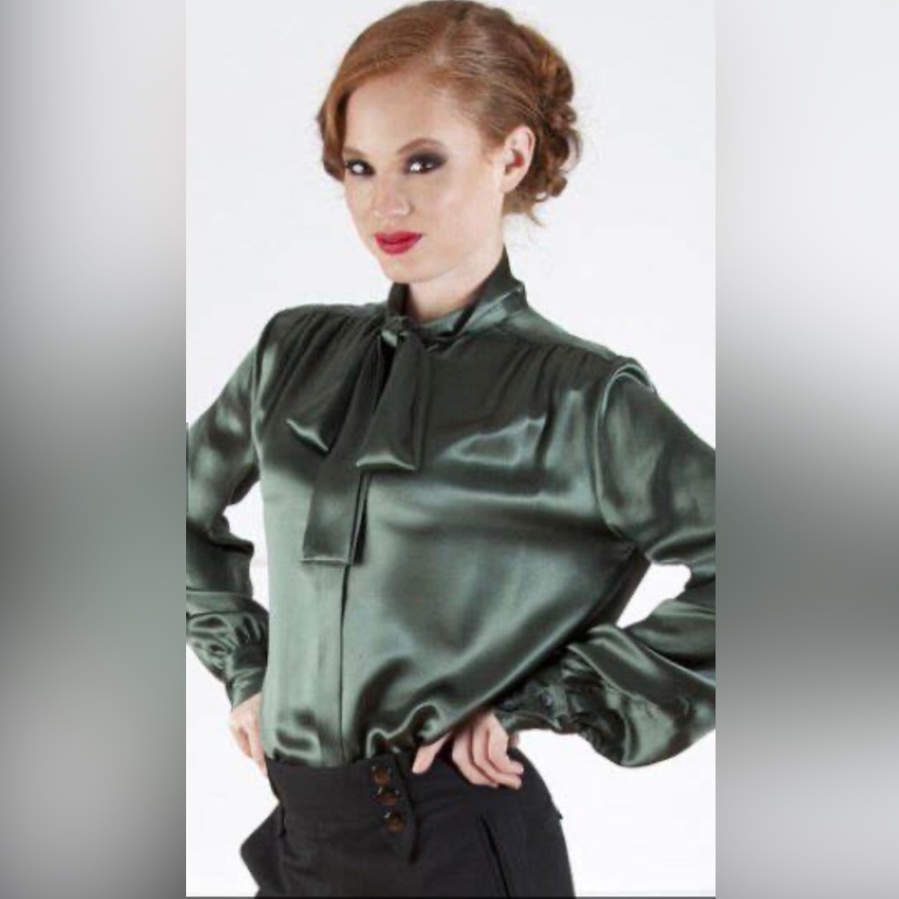 Zara satin bow blouse